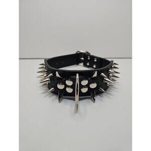 Spiked Studded Leather Dog Collar Rivets Pet Small Adjustable 16"-19"